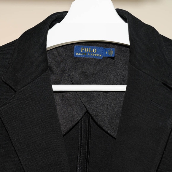 New Polo Ralph Lauren Knit Cotton Blazer Black Sz 6 - Picture 7 of 13